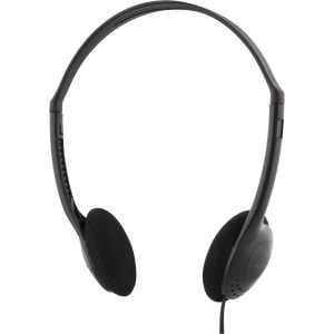 Hodetelefoner med volumkontroll, 1x 3,5mm, 2m kabel, svart