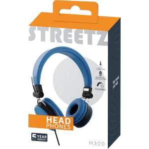 H300 Headphones with microphone, foldable, 3.5 mm connection, 1 button remote, 1.5m, blue