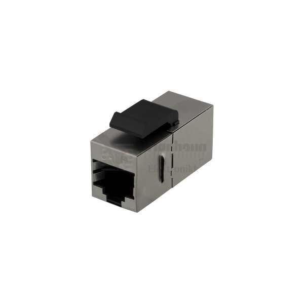 Cat6 Keystone coupler, shielded, 2xRJ45, plastic, 180, metal