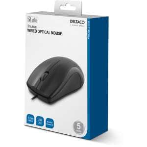 Wired optical mouse, 3 buttons with a scroll, 1200 DPI, black