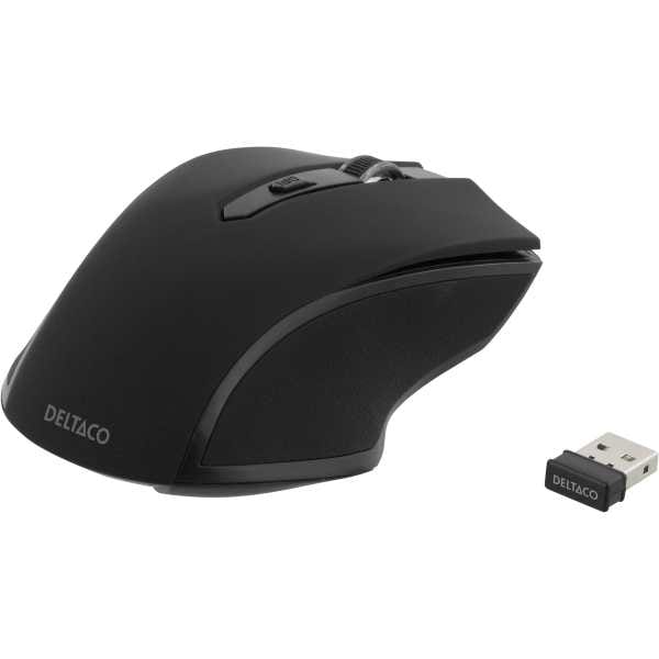Wireless optical mouse, 5 buttons + scroll, 1600 DPI, USB, black