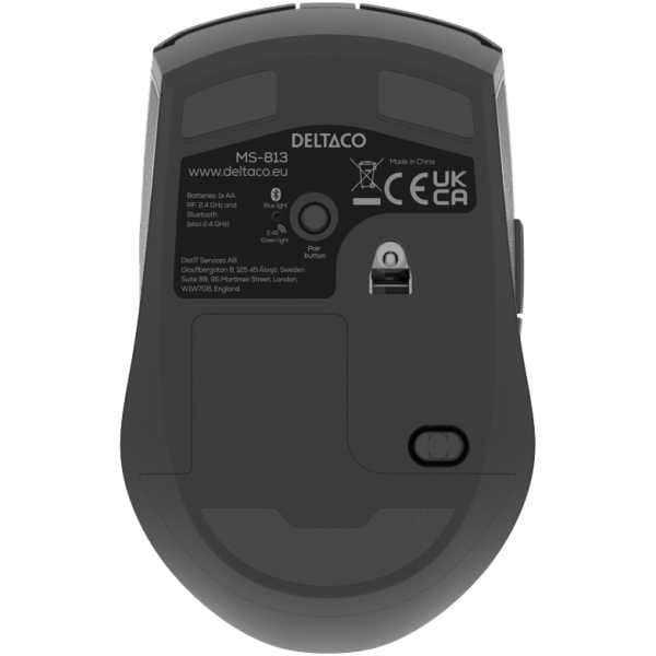 Stillegående trådløs reisemus USB-C-mottaker + BT 5.1 dobbel tilkobling