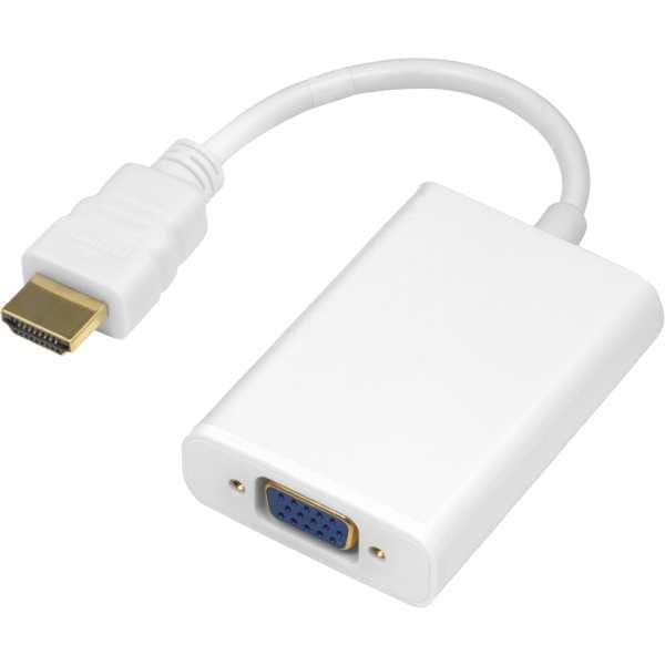 HDMI- til VGA-adapter, 0,2 m, hvit 2 som støtter oppløsninger på opptil 1080p ved 60 Hz. Det er en praktisk løsning når du skal koble sammen moderne datamaskiner eller konsoller med VGA-skjermer eller -projektorer.