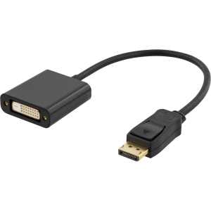 DisplayPort- til DVI-D-single link-kabel, aktiv, 0,2 m, svart