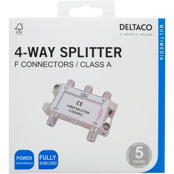 4-way splitter, F-connectors, 1 DC pass, ClassA