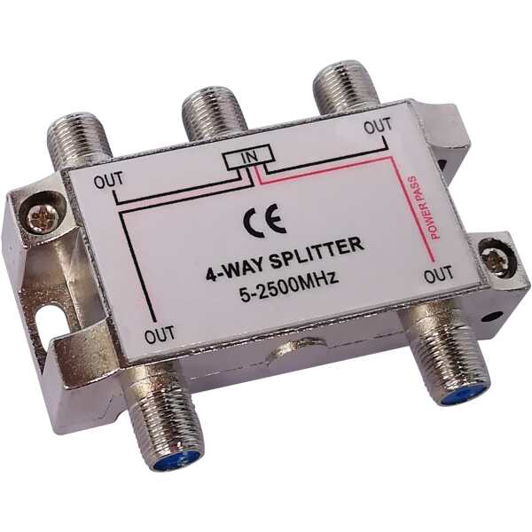 4-way splitter, F-connectors, 1 DC pass, ClassA