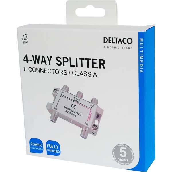 4-way splitter, F-connectors, 1 DC pass, ClassA