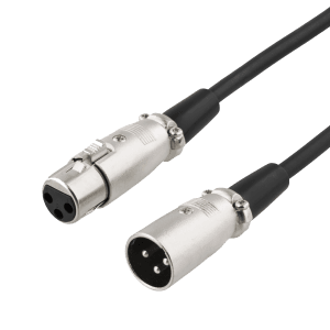 XLR-lydkabel, 3-pinners, 26 AWG, 1 m, svart
