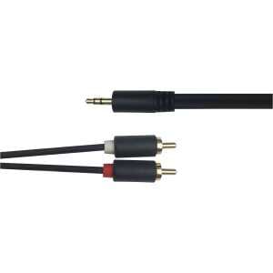 Stereo 3,5 mm til RCA-lydkabel, 2 x RCA, 1 m, svart