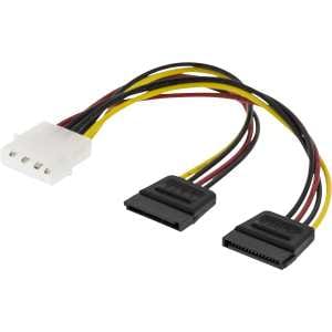 Y-strømkabel, molex til 2 x SATA strømdeler, 0,15 m