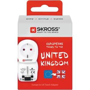 Europe to UK earthed travel adapter
