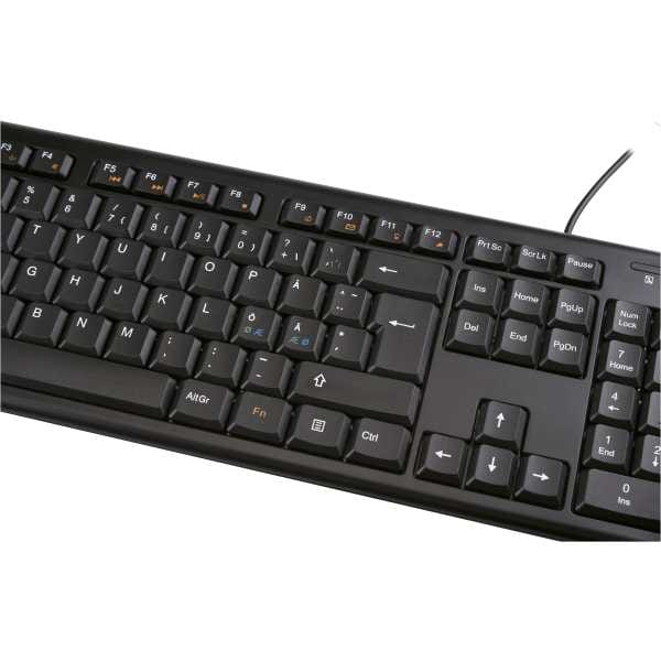 Fullsize wired Keyboard, 105 keys, USB-A 1.8m connection, 13 media keys, Nordic layout - Image 7