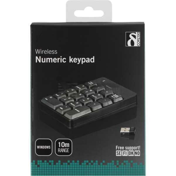 Wireless numeric keypad, 18 keys, nano-receiver, USB, 10m range, black - Bilde 6