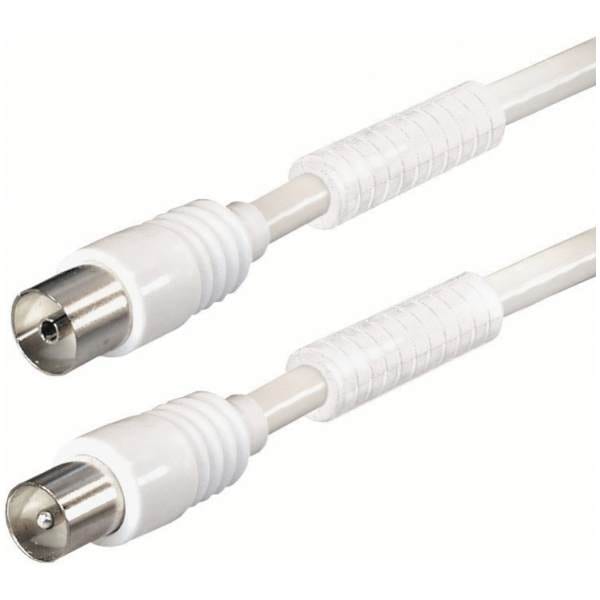 Antennekabel 85dB ferritt, 7,5m, hvit