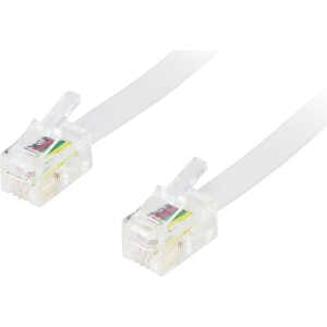 Modular cable, 4P4C (RJ9 / RJ10 / RJ22) to 4P4C (RJ9 / RJ10 / RJ22), 5m, white