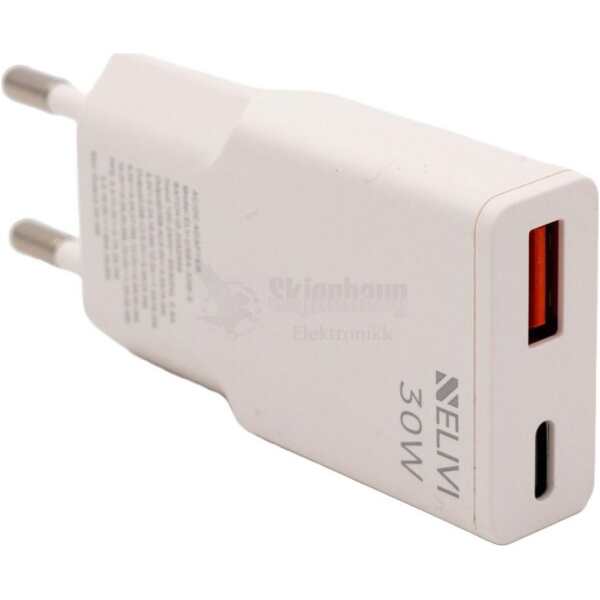 Elivi Solaris Vegglader USB-C + A 30WLader